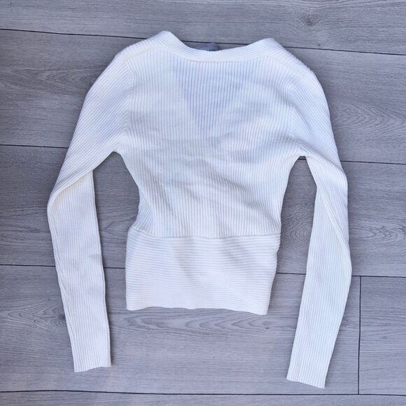 Modern Citizen V-Neck Crossover White Long Sleeve Top Women’s S/M - Picture 4 of 5